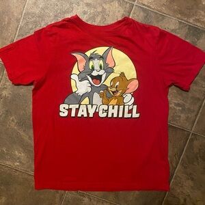 3/$10 Stay Chill Tom and Jerry Kids' Red T-Shirt